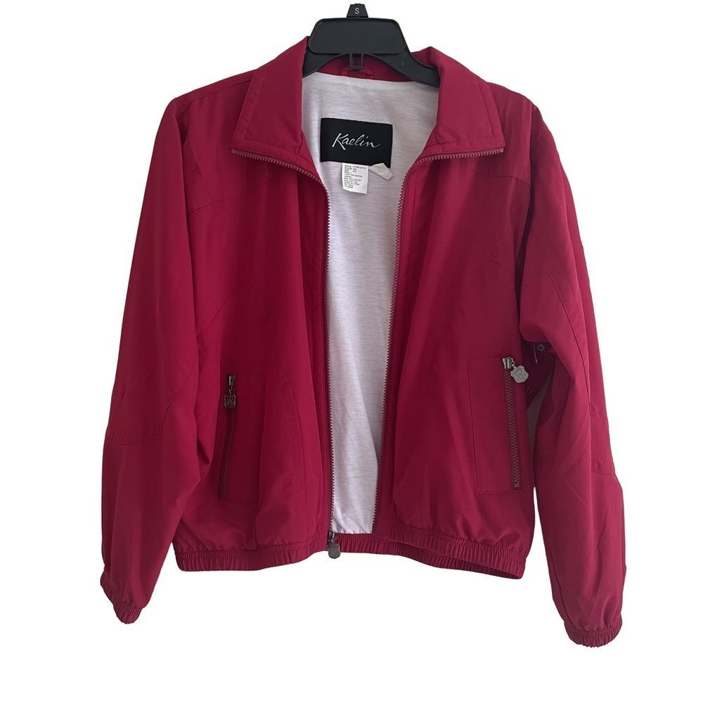 Vintage Kaelin Track Suit Jacket Womens Large M 90s Warm Up Red